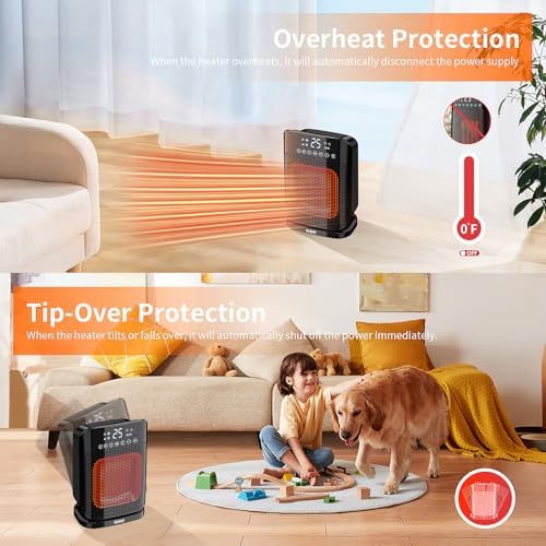 YASHE 1500W Electric Space Heater with Remote Control and ECO Mode