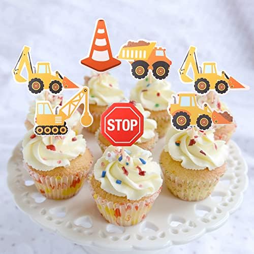 ZHUOWEISM 36PCS Construction Cupcake Toppers Decorations
