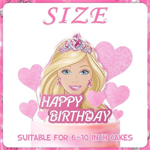 11 Pcs Pink Glitter Happy Birthday Girl Cake Topper Set