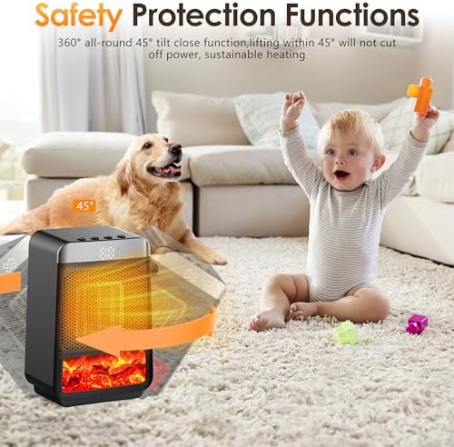 OKKMAX Portable Electric Heater with Thermostat and Ambient Light
