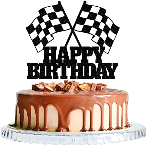Race Car Checkered Flag BirthdayCake Topper