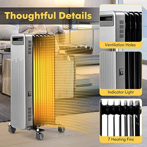 Tangkula 1500W Oil Filled Radiator Heater with 3 Heat Settings 1