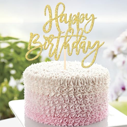 ZHUOWEISM Gold Birthday Anniversary Cake Topper