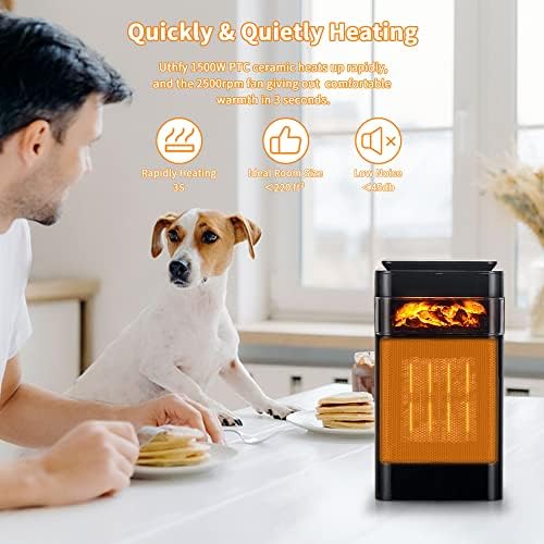Uthfy 1000W 1500W PTC Ceramic Space Heater with Thermostat and 24H Timer