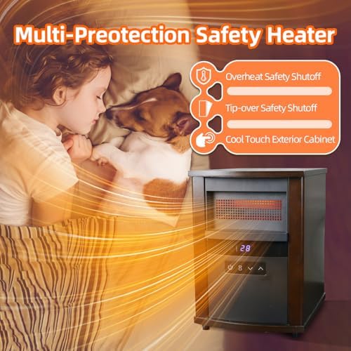 Elevon 1500W Infrared Wood Cabinet Space Heater with Remote Control