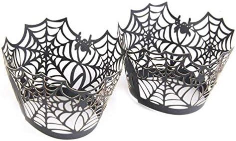 BinaryABC Halloween Spider Web Cupcake Wrappers 36Pcs