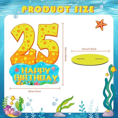 Sponge 25th Birthday Number Sign Centerpiece with Wooden Base 1