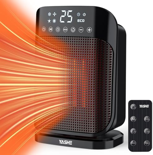 YASHE 1500W Electric Space Heater with Remote Control and ECO Mode