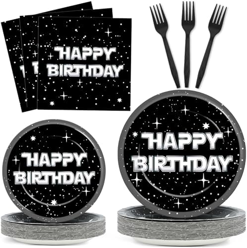 100Pcs Stars Birthday Party Galaxy Plates and Napkins Set