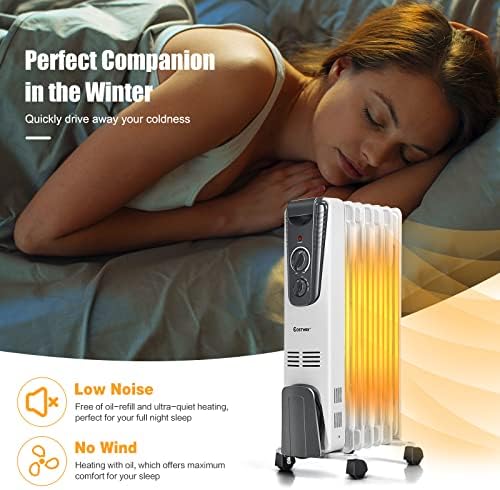 COSTWAY 1500W Oil Filled Radiator Heater with 3 Heat Settings