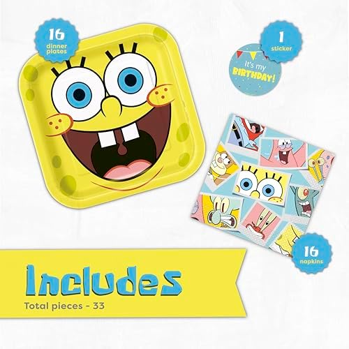 Spongebob Plates Napkins 16 Birthday Party Decor