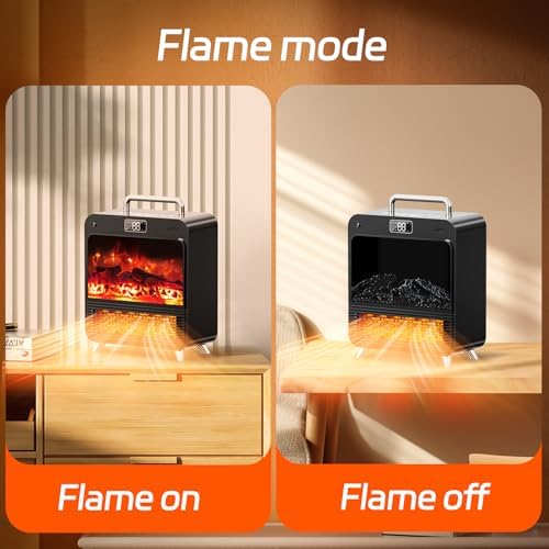 Feculs Electric Fireplace Heater with 3D Flame and Remote Control