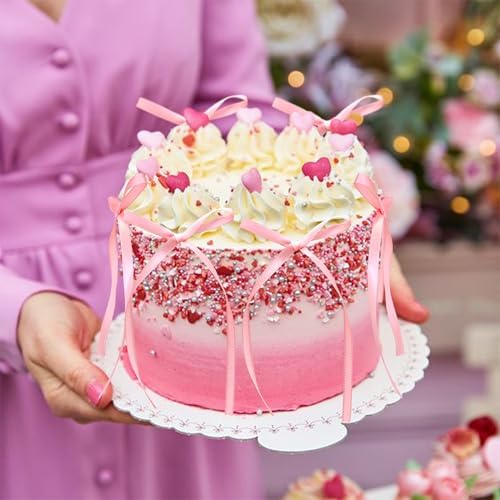 Gyufise 30Pcs Bowknot Cake Toppers Pink