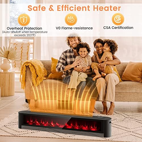PETSITE Baseboard Heater with Remote Control and 3D Flame Effect
