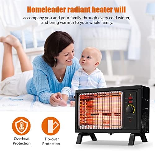 Homeleader ETL 1500W Portable Radiant Heater with Thermostat