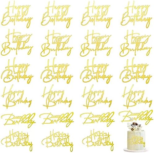Barydat 24-Piece Gold Birthday Cake Toppers 6 Styles