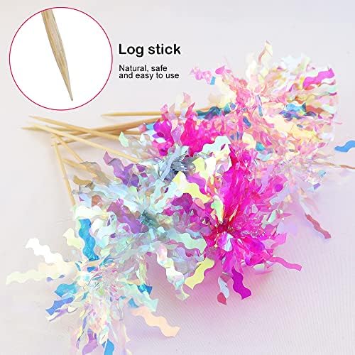 10 Pcs Foil Firework Cake Toppers Sparkle Decor