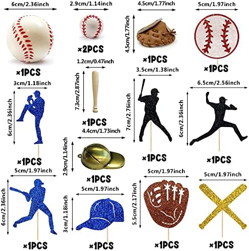 Baseball Cake Decorations 36pcs Themed Birthday Party Supplies