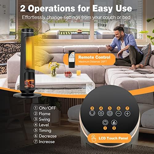 PETSITE 30 Electric Space Heater with 3D Flame and Remote Control