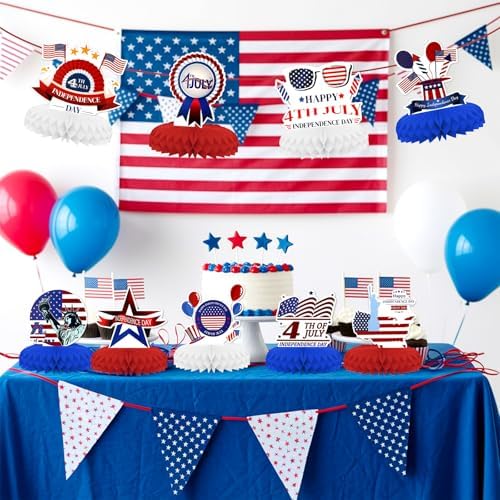 Independence Day Honeycomb Centerpieces 9 PCS by KSKSPE