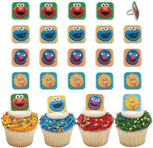 Sesame Street Cupcake Rings 24 Pack - Elmo Big Bird Cookie Monster Grover