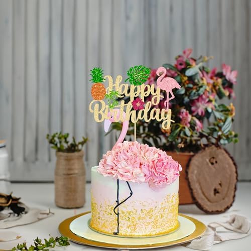 Ephlyn Flamingo Birthday Cake Topper Decor
