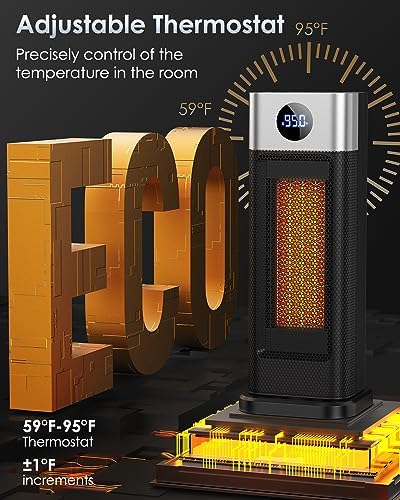 BAPOLE 1500W Electric Space Heater with Remote and 90 Oscillation