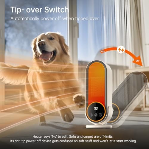 Cinbasr Space Heater - 1200W PTC Ceramic Rapid Heating with Remote Control