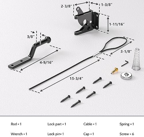 Gate Latch with Spring Cable Pull - Black Carbon Steel