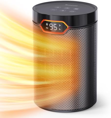 BREEZOME 1500W PTC Ceramic Space Heater with Thermostat and 24H Timer