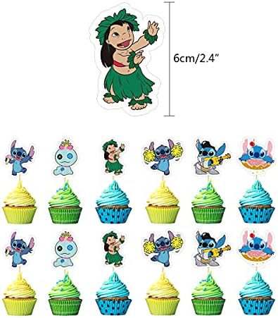 Losede 24PCS Stitch Theme Cake Toppers