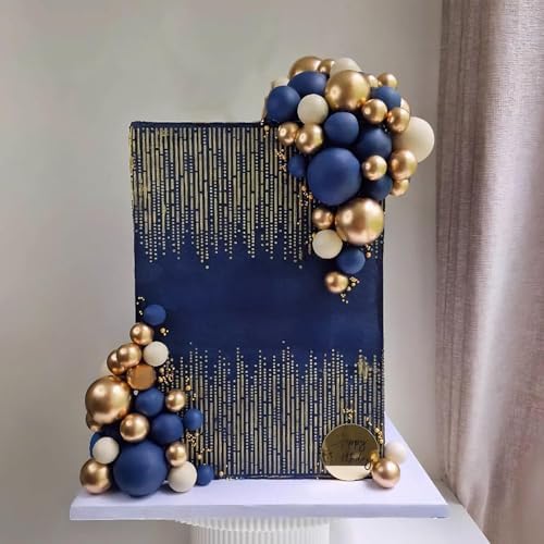 LEFUBABY Blue White Gold Balls Cake Toppers
