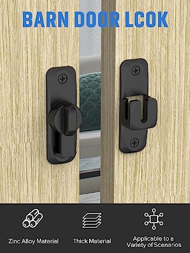 MeBantoo 90180 Degree Flip Barn Door Lock - Black 1PC