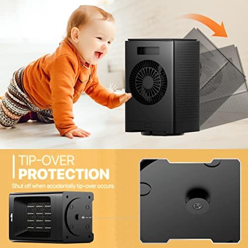 MoNiBloom Mollie Portable Electric Heater with 3 Modes and 12h Timer Black
