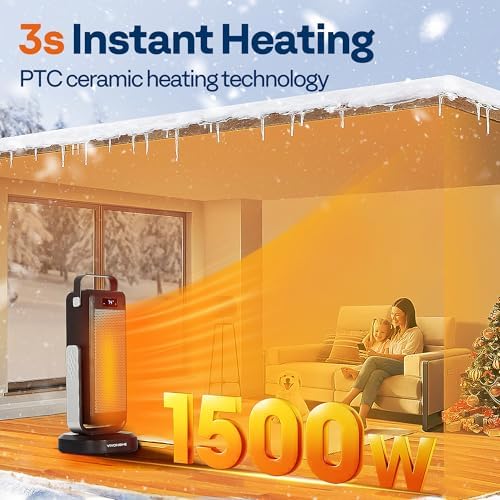 VIVOHOME 1500W Electric Ceramic Space Heater with Remote Control and 12H Timer