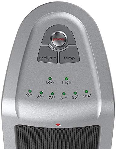 Lasko Oscillating Tower Space Heater 1500W 2 Speeds Silver
