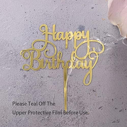 Gold Cake Topper Acrylic 5 Pieces Birthday Decoration