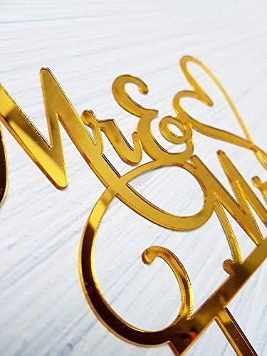 AMINJIE Mirror Gold Cake Topper for Wedding
