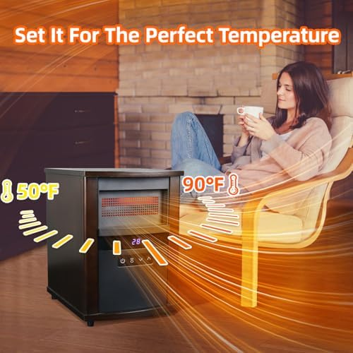 Elevon 1500W Infrared Wood Cabinet Space Heater with Remote Control