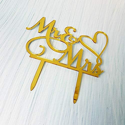 AMINJIE Mirror Gold Cake Topper for Wedding