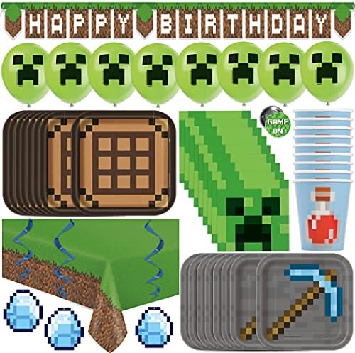 Minecraft Party Decor and Supplies Set for 16 Guests