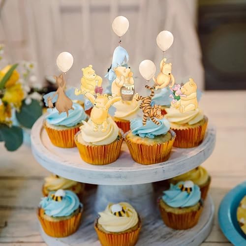48 Pcs Winnie Cupcake Toppers Baby Shower Decorations 1