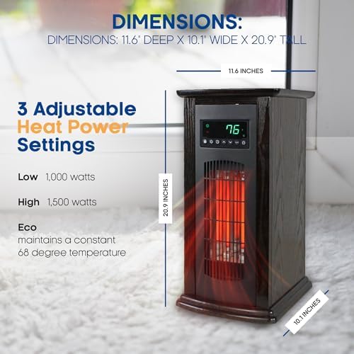 LifePro Tower Space Heater with Remote - Black