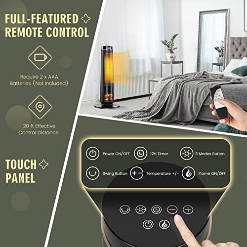 COSTWAY 1500W PTC Ceramic Heater with Remote Control