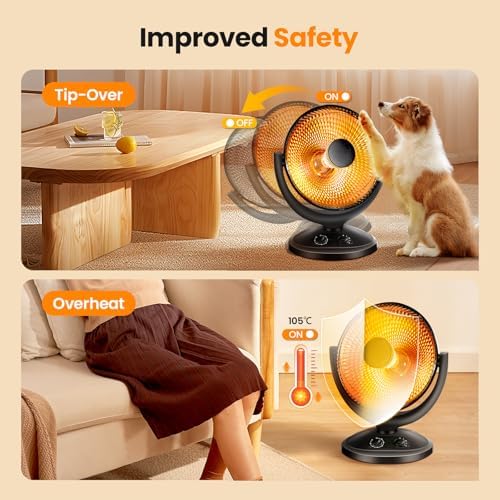 Kismile Oscillating Parabolic Heater with Thermostat and Timer