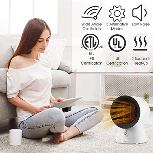 COSTWAY 2 in 1 Space Heater and Fan with 3 Modes