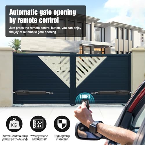 JUJIANG Dual Swing Gate Opener with Remote Complete Kit