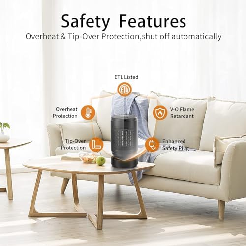 BOSSIN 1500W Electric Ceramic Space Heater with Remote Control and Oscillation