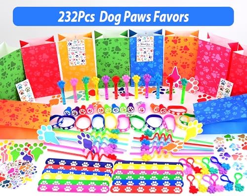 PLOUGVI 232Pcs Paw Print Party Favor Set