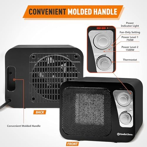 Comfort Zone 1500W Electric Space Heater with Retro Design